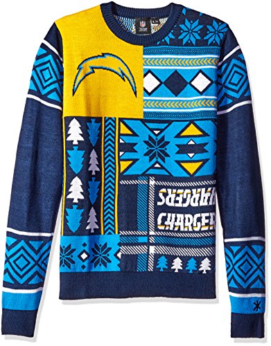 NFL SAN DIEGO CHARGERS PATCHES Ugly Sweater, Medium