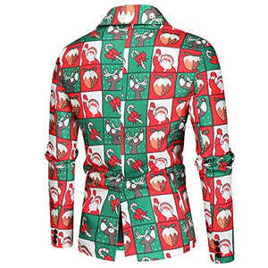 Men Suits Christmas Print 3 Piece Suit Casual Print Party Suit Fashion Jacket Vest Pants Holiday Clothes Color 5 Large