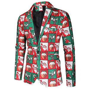 Men Suits Christmas Print 3 Piece Suit Casual Print Party Suit Fashion Jacket Vest Pants Holiday Clothes Color 5 Large