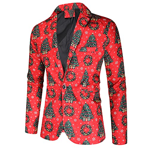 Men Suits Christmas Print 3 Piece Suit Casual Print Party Suit Fashion Jacket Vest Pants Holiday Clothes Color 3 Large