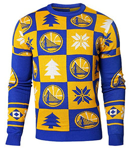 Golden State Warriors NBA 2016 Mens Patches Holiday Ugly Sweater Size XXL