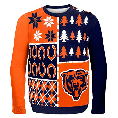 NFL Chicago Bears BUSY BLOCK Ugly Sweater, Large