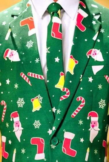 Funny Christmas Tuxedo, Red and Green Tux' Men's T-Shirt