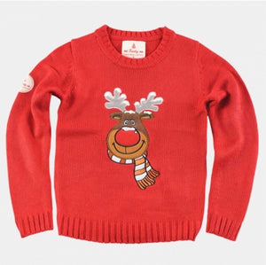 Kids Ugly Christmas Sweater Rudolph Red Nosed Reindeer