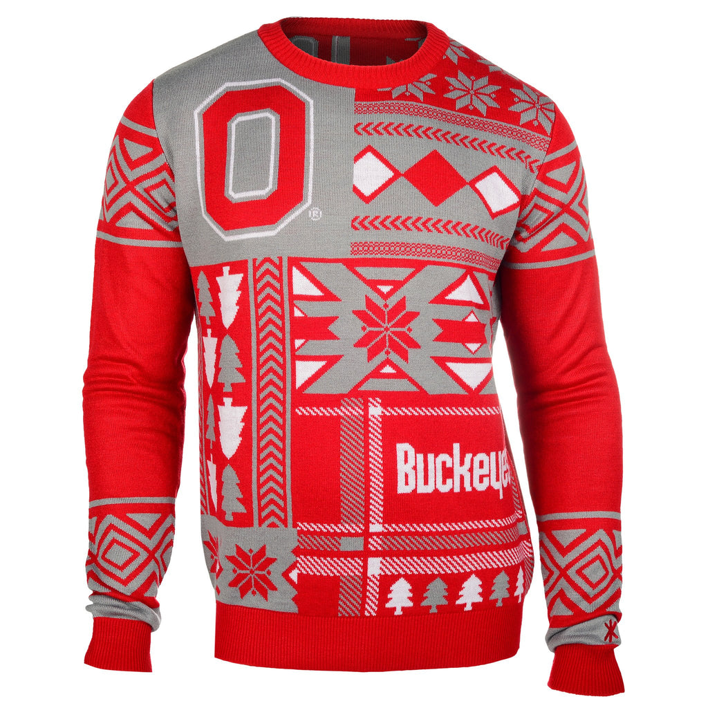 Ohio State Ugly Christmas Sweater Jumper Tacky Holiday Gift Idea Grey and Red