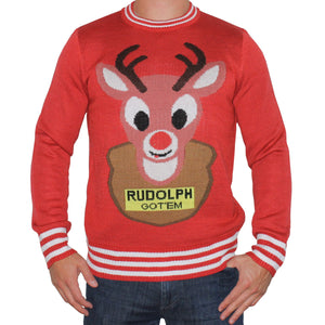 Red Christmas Sweater Reindeer Mounted Rudolph Funny Tacky Ugly Jumpers