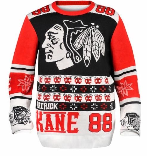 Men's Klew Black/Red Chicago Blackhawks Light Up Ugly Sweater