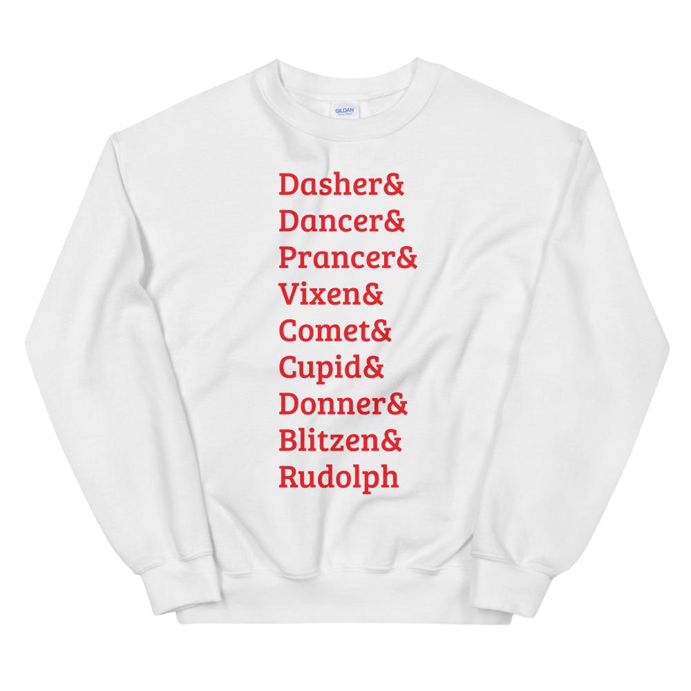 Sweatshirt with Santa Reindeer Names