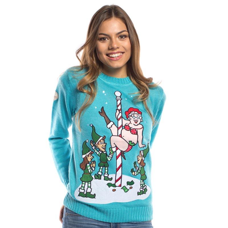 Funny Christmas Sweater Mrs Claus North Pole Dancer